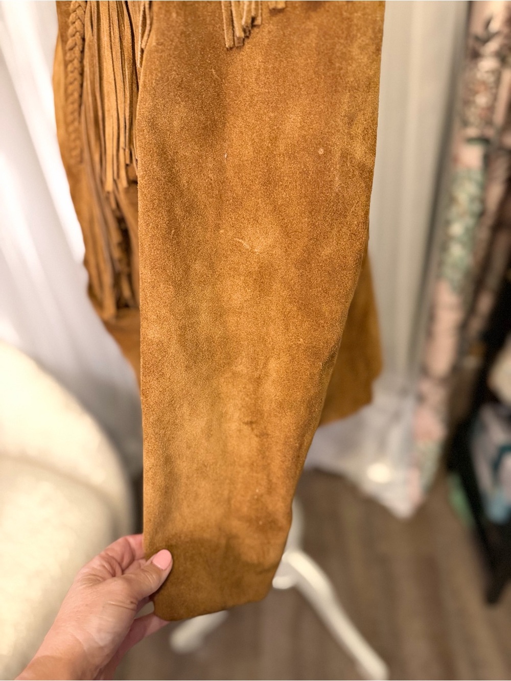 3B West by Tansmith Genuine Suede Leather Fringe Western Coat XL - Picture 5 of 16